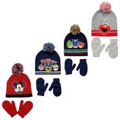 Wholesale - TODDLER BOYS ASST LICENSE HAT & MITTEN SET C/P 96, UPC: 794434382268